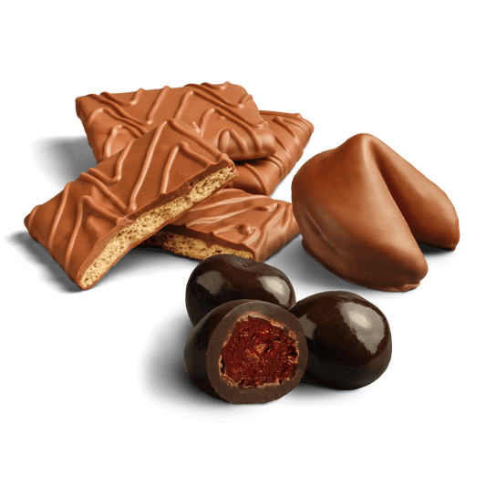 Milk Chocolate Covered Grahams, Milk Chocolate Covered Fortune Cookies, & Dark Chocolate Covered Cherries Bundle