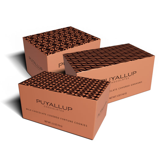 Milk Chocolate Covered Grahams, Milk Chocolate Covered Fortune Cookies, & Dark Sea Salted Chocolate Covered Almonds Set